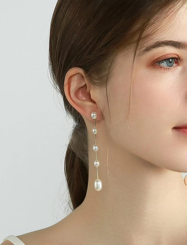 Genuine Freshwater Pearls Morning Tear Earrings