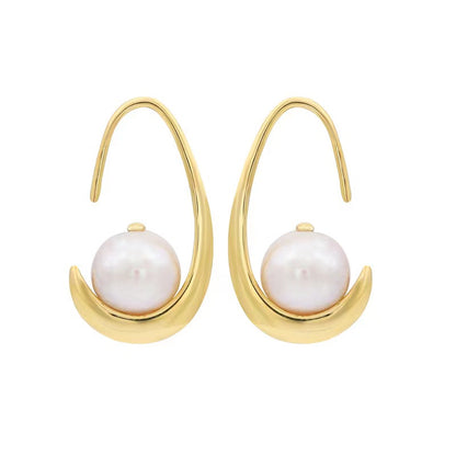 Genuine Freshwater Pearl Solid S925 Silver Cradle Earrings