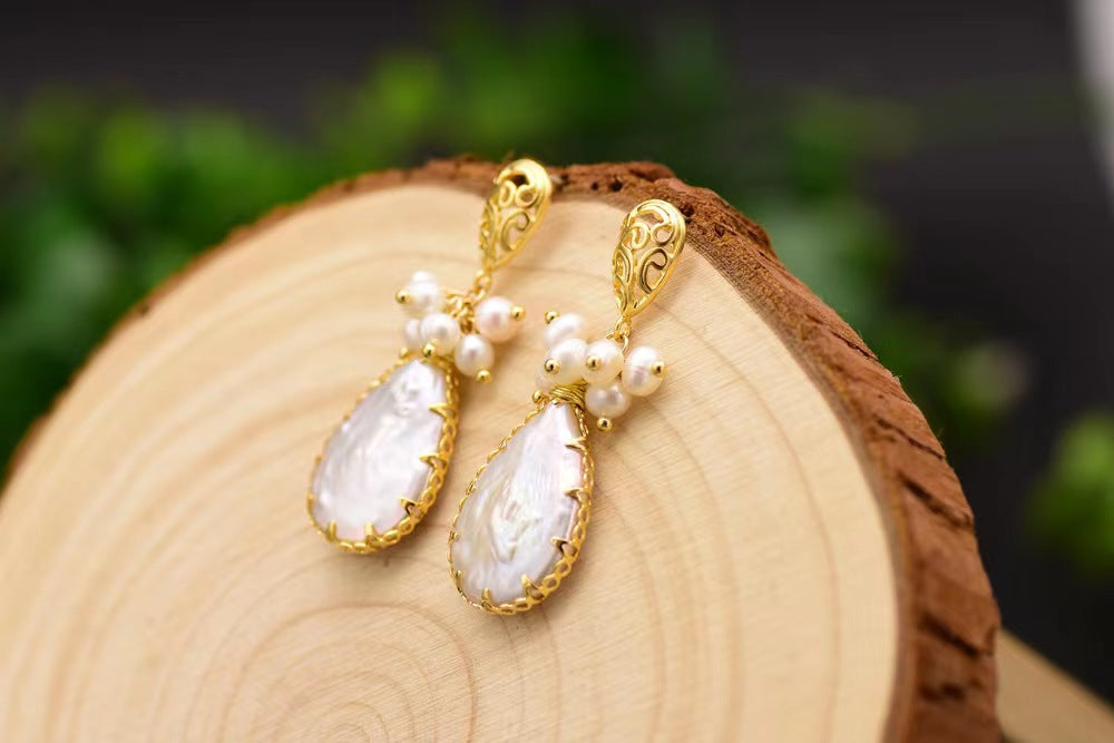 Genuine Freshwater Baroque Pearl Tulip Earrings (Limited Edition)