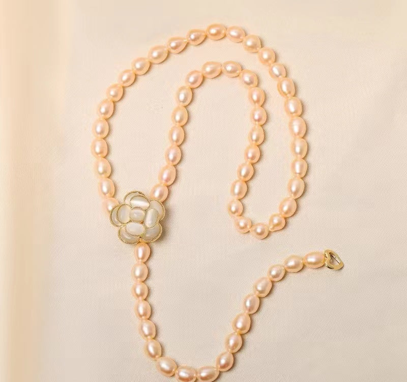 Genuine Freshwater Pearl Rose Necklace