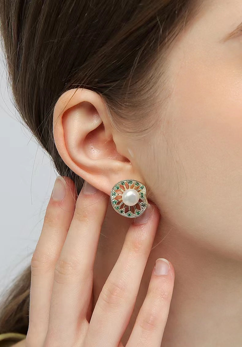 Genuine Freshwater Pearl Lotus Leaf Earrings
